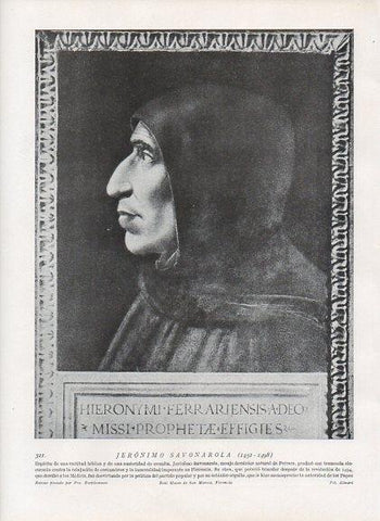 LAMINA V10003: Jerenimo Savonarola, por Fra Bartolommeo