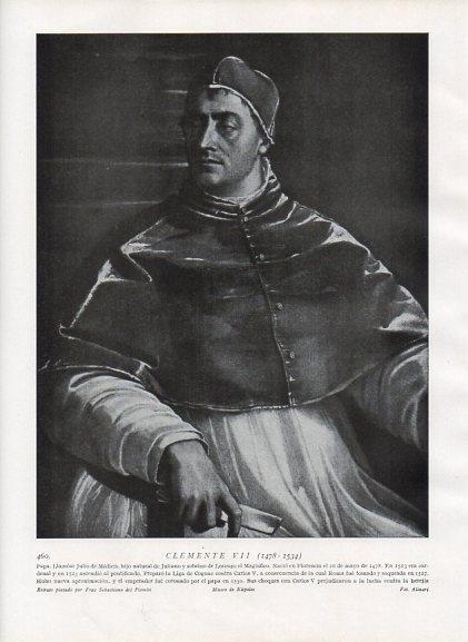 LAMINA V10071: Retrato de Clemente VII, por Sebastiano del Piombo