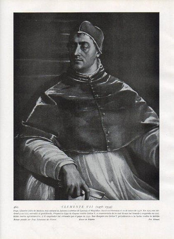 LAMINA V10071: Retrato de Clemente VII, por Sebastiano del Piombo