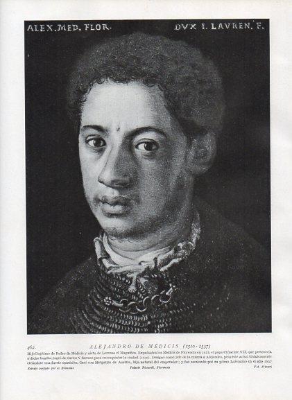 LAMINA V10072: Retrato de Alejandro de Medicis, por Bronzino