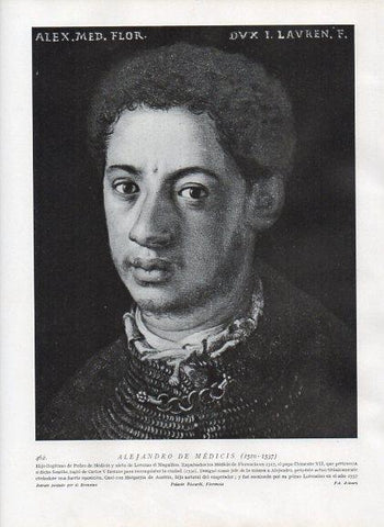 LAMINA V10072: Retrato de Alejandro de Medicis, por Bronzino