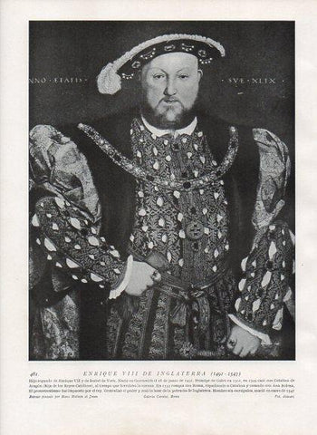 LAMINA V10080: Retrato de Enrique VIII de Inglaterra, por Holbein el Joven