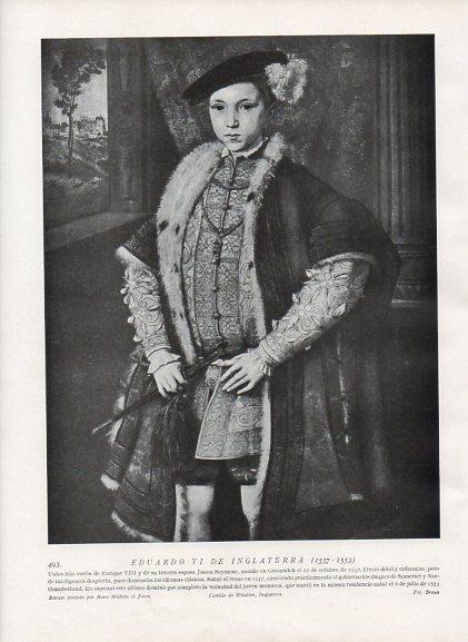 LAMINA V10086: Retrato de Eduardo VI de Inglaterra, por Holbein el Joven