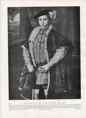 LAMINA V10086: Retrato de Eduardo VI de Inglaterra, por Holbein el Joven