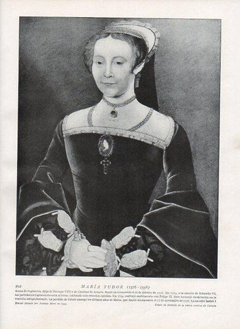 LAMINA V10087: Retrato de Maria Tudor, por Antonio Moro