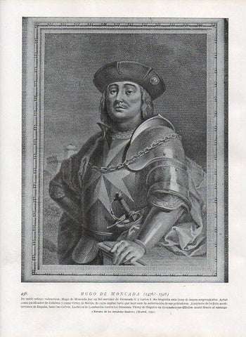 LAMINA V10069: Retrato de Hugo de Moncada, españoles ilustres