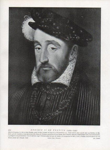 LAMINA V10068: Retrato de Enrique II de Francia, por Clouet