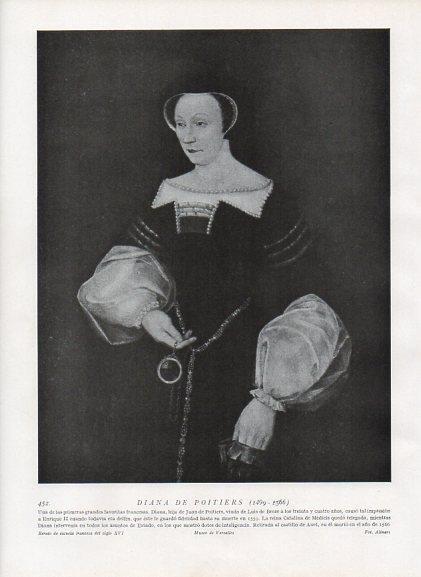 LAMINA V10067: Retrato de Diana de Poitiers, escuela francesa siglo XVI