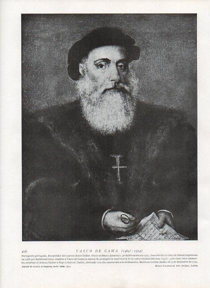 LAMINA V10045: Retrato de Vasco de Gama, escuela portuguesa