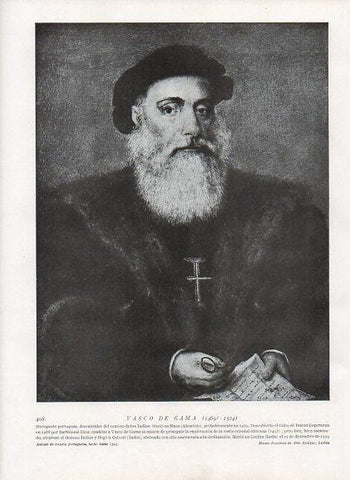 LAMINA V10045: Retrato de Vasco de Gama, escuela portuguesa