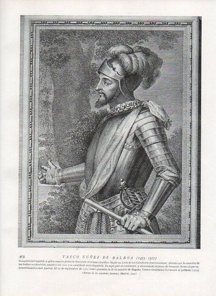 LAMINA V10048: Retrato de Vasco Nuñez de Balboa, españoles ilustres