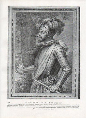 LAMINA V10048: Retrato de Vasco Nuñez de Balboa, españoles ilustres
