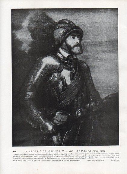 LAMINA V10052: Retrato de Carlos I de España y V de Alemania, por Tiziano