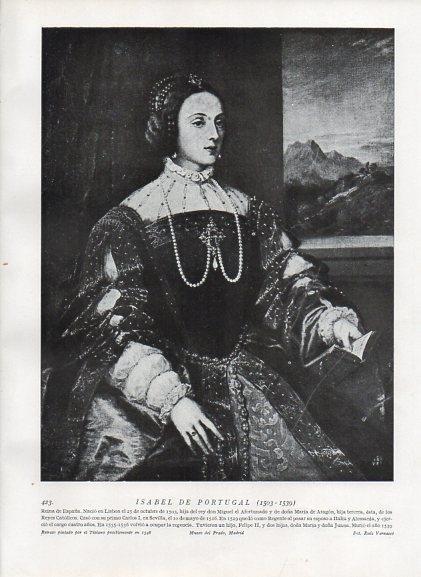 LAMINA V10053: Retrato de Isabel de Portugal, por Tiziano
