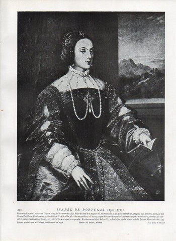 LAMINA V10053: Retrato de Isabel de Portugal, por Tiziano