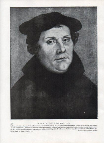 LAMINA V10056: Retrato de Martin Lutero, por Lucas Cranach