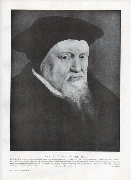 LAMINA V10057: Retrato de Ulrico Zuinglio, por Holbein el Joven
