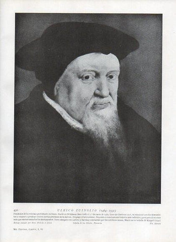 LAMINA V10057: Retrato de Ulrico Zuinglio, por Holbein el Joven