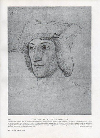 LAMINA V10065: Retrato de Carlos de Borbon, escuela de los Clouet