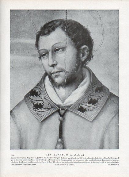 LAMINA V09917: San Esteban, tabla pintada por Fray Nicolas Borras