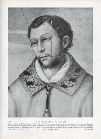 LAMINA V09917: San Esteban, tabla pintada por Fray Nicolas Borras