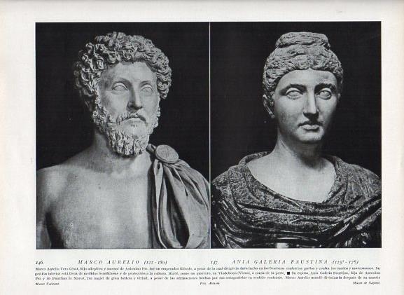 LAMINA V09926: Bustos de Marco Aurelio en Museo Vaticano y Ania Galeria Faustina
