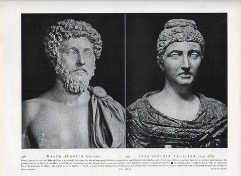 LAMINA V09926: Bustos de Marco Aurelio en Museo Vaticano y Ania Galeria Faustina