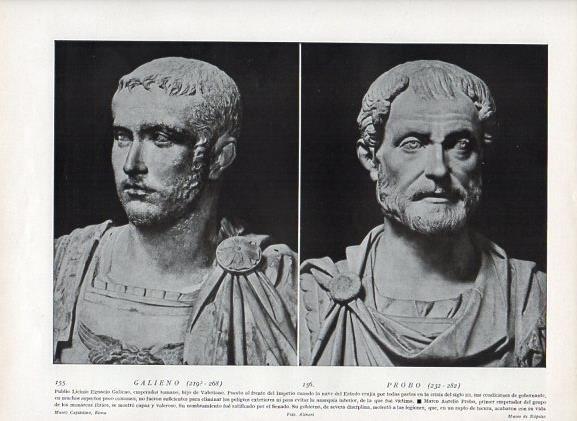 LAMINA V09933: Bustos de Piblio Licinio Galieno y Marco Aurelio Probo