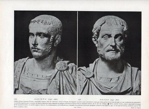 LAMINA V09933: Bustos de Piblio Licinio Galieno y Marco Aurelio Probo