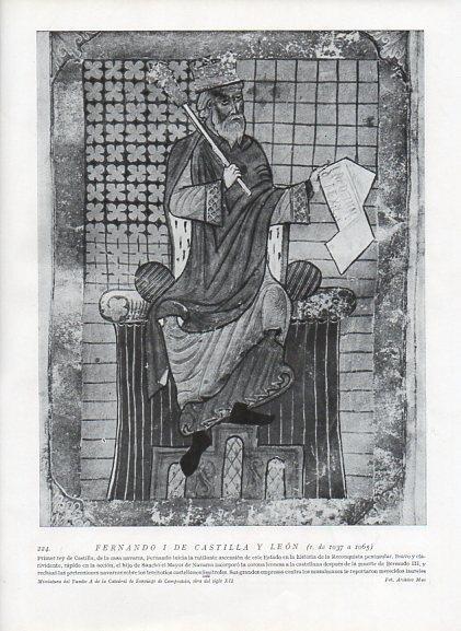 LAMINA V09958: Fernando I de Castilla y Leon, miniatura del Tumbo A