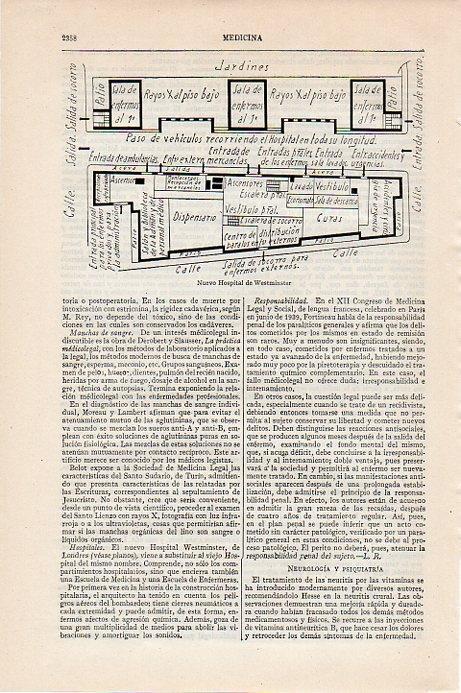 LAMINA V09676: Plano del nuevo Hospital de Westminster