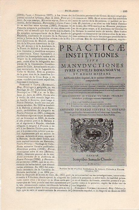 LAMINA V09375: Portada de Practicae Institutiones de Pichardo y Vinuesa
