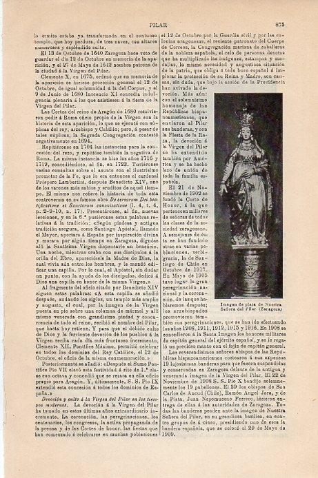 LAMINA V09439: Imagen en plata de Nuestra Señora del Pilar