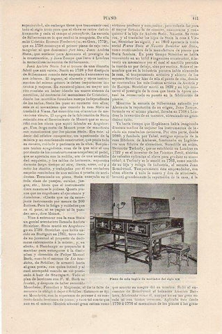 LAMINA V09343: Piano de cola ingles siglo XIX