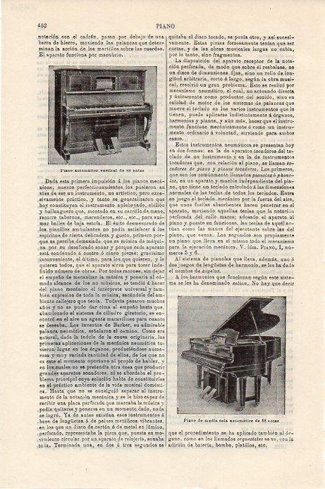 LAMINA V09345: Piano de media cola automatico