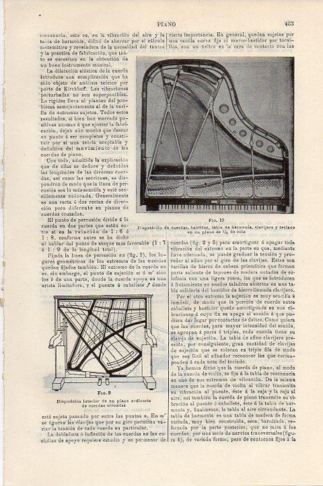 LAMINA V09350: Disposicion de las cuerdas en un piano