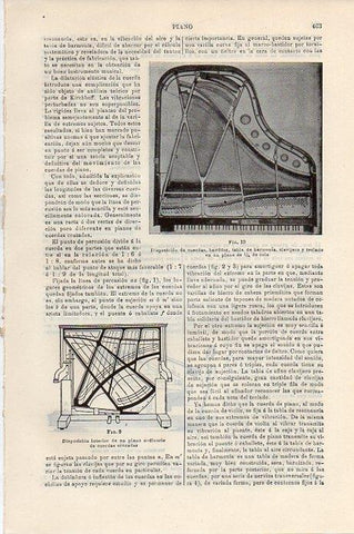 LAMINA V09350: Disposicion de las cuerdas en un piano