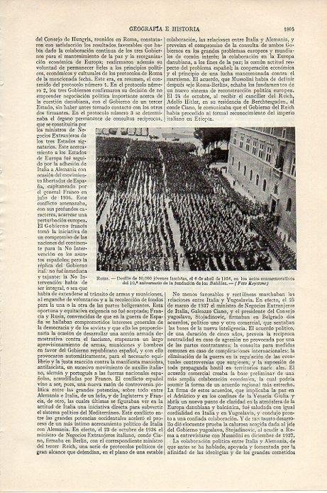 LAMINA V09599: Desfile de jovenes fascistas abril 1936 en Roma