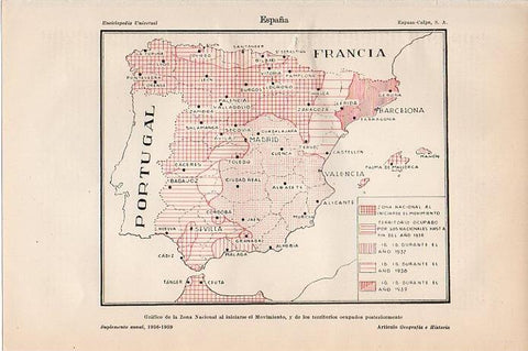 LAMINA V09600: Mapa de la Zona Nacional durante la Guerra Civil