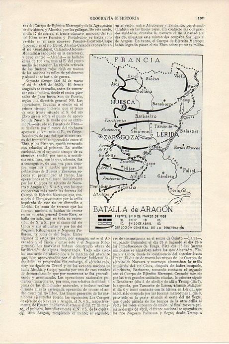 LAMINA V09608: Mapa de la Batalla de Aragon en 1938