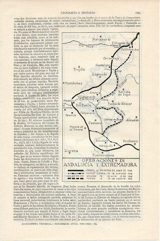LAMINA V09609: Mapa de las operaciones en Andalucia y Extremadura en 1938