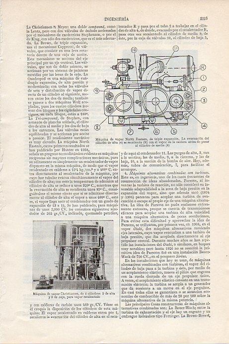 LAMINA V09656: Maquina de vapor Christiansen de 4 cilindros