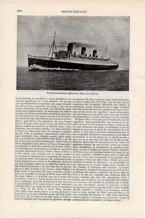 LAMINA V09658: Transatlantico Queen Mary