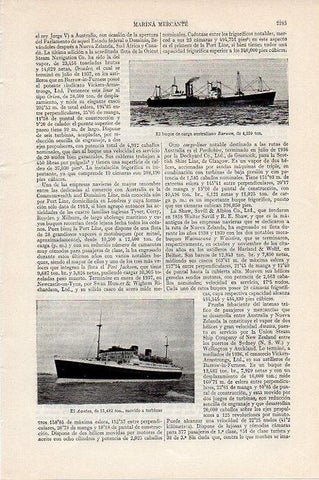 LAMINA V09667: Buque Barwon y Awatea