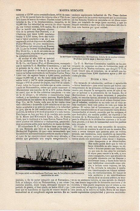 LAMINA V09671: Buque Challenge y motonave Mormacpenn