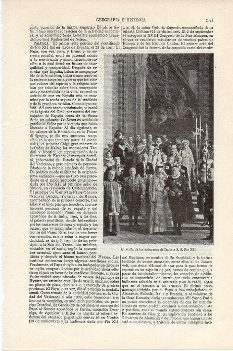 LAMINA V09645: Los soberanos de Italia visitando a Pio XII