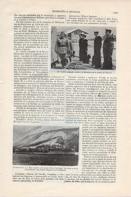 LAMINA V09571: El Caudillo pasando revista a la Escuadra en el puerto de Vinaroz