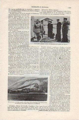 LAMINA V09571: El Caudillo pasando revista a la Escuadra en el puerto de Vinaroz