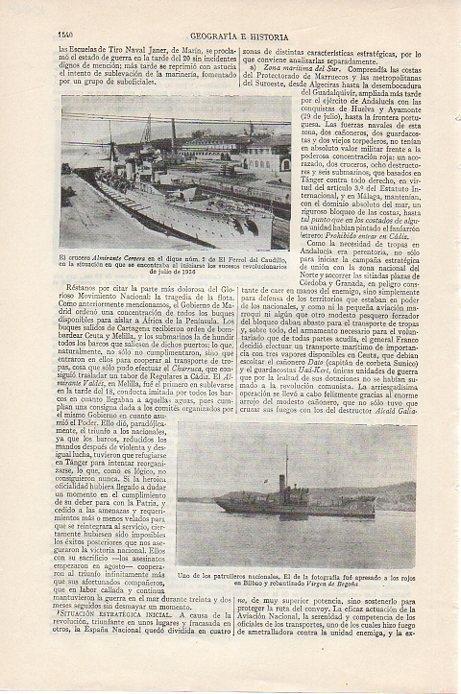 LAMINA V09569: El crucero Almirante Cervera en julio 1936