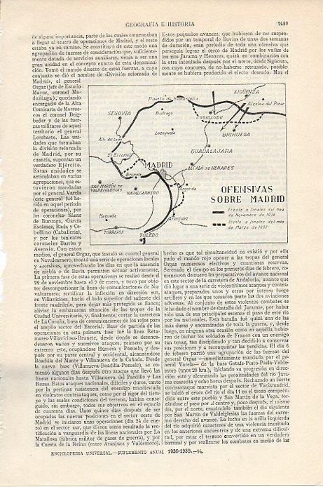 LAMINA V09563: Plano de las ofensivas sobre Madrid entre 1936 y 1937